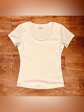 Tahari Double Layer White Short Sleeve Top Size XS